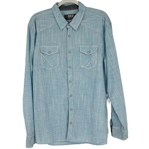 BKE/Buckle long sleeve, snap buttons, slim fit blue shirt XL